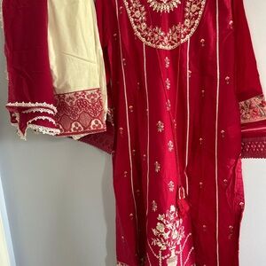 Elegant pink and white Embroidered Dress